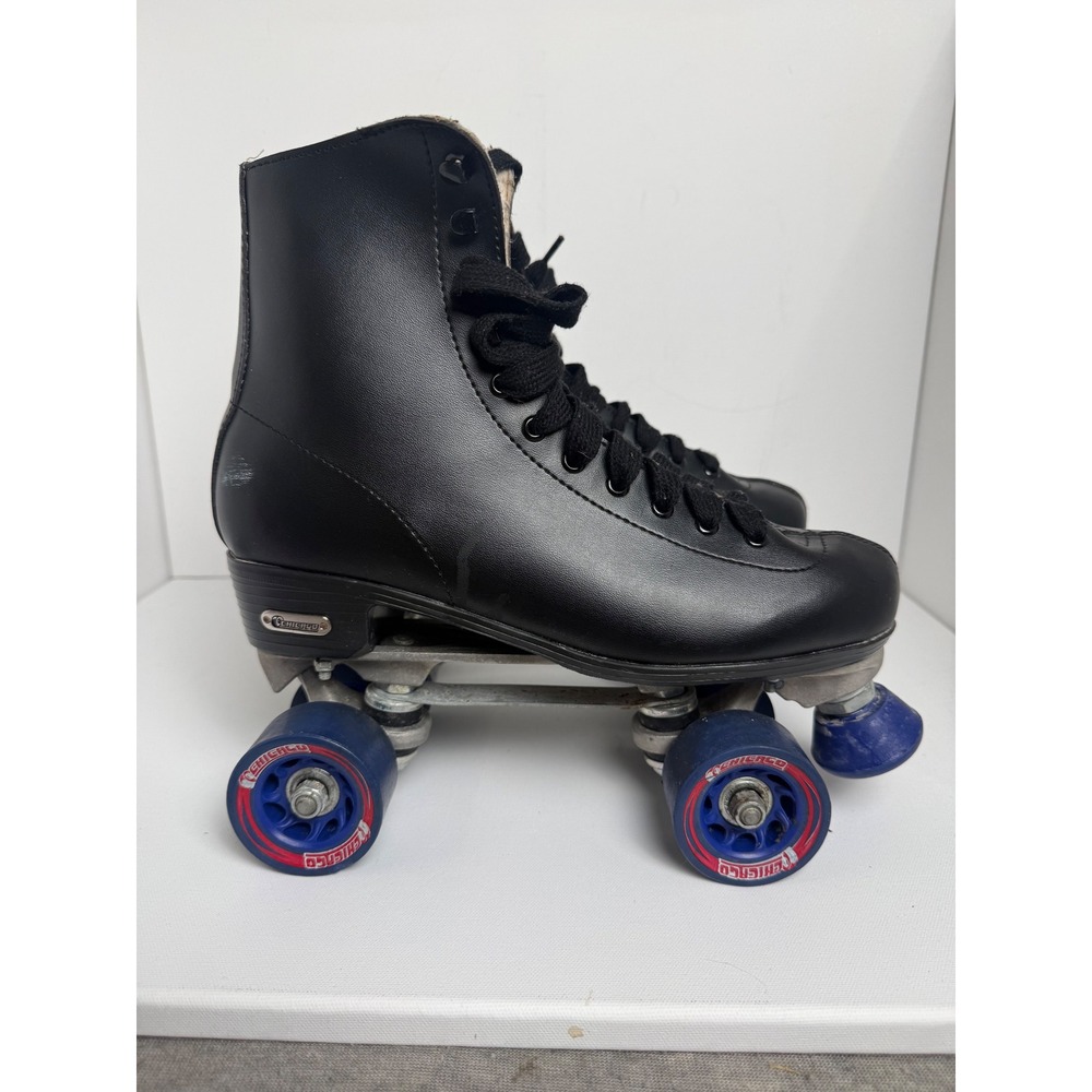 Chicago Skates Mens Rink Roller Skates Black Quad Blue Wheels High Top Size 9